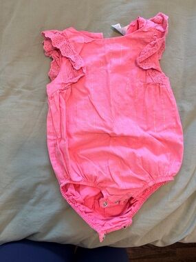 Bright Pink Ruffle-Sleeve Baby One-Piece Bodysuit